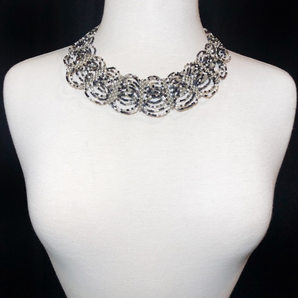 Seed Beads Scalloped Art Bib Multicolor Necklace - Picture 3 of 3